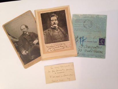 null Giacomo PUCCINI (1858-1924). Photographie avec dédicace autographe ; carte postale...