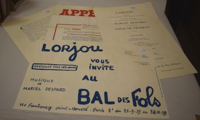 null LORJOU Bernard (1908 - 1986)

Appel, le Bal des Fols

Affiche et trois tirages,...
