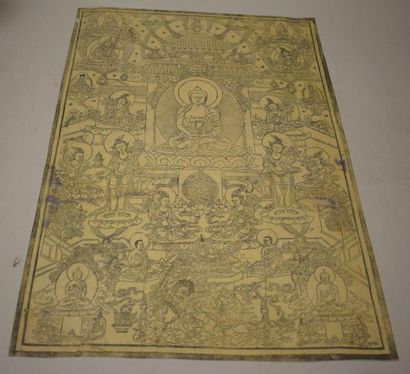 null Lot de 8 dessins à l'encre sur papier de soie représentant des divinités d'Extrême-Orient...