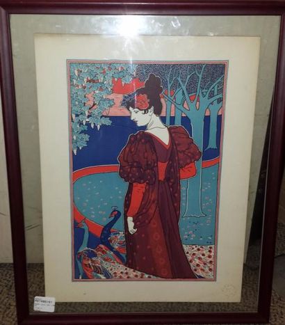 null RHEAD Louis John (1857-1926) 

La femme au paon, lithographie pour l'Estampe...