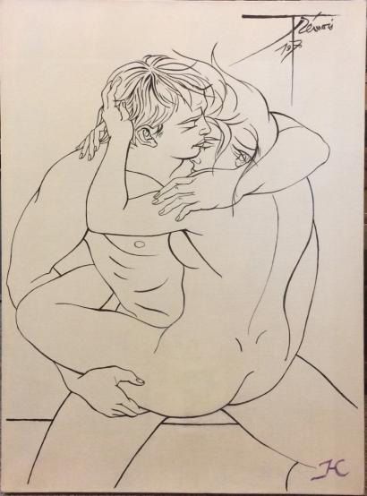 null ECOLE MODERNE

Couple, 1970

Encre sur toile (restauration), porte une signature...