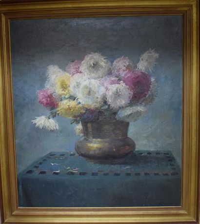 null HUBER Léon, d'après

Bouquet au pot en cuivre, 1909

Huile sur toile, signée...