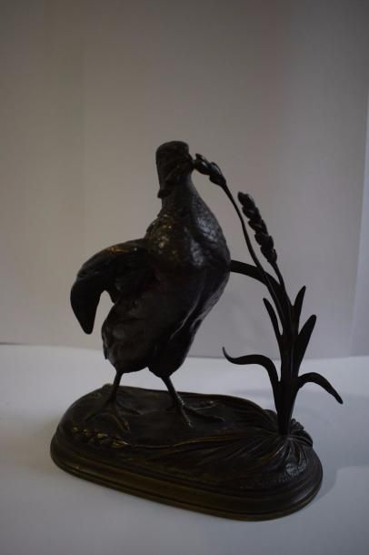 null MOIGNIEZ Jules (1835-1894) 

Perdrix, bronze, signé, H : 18 cm. 

Porte des...