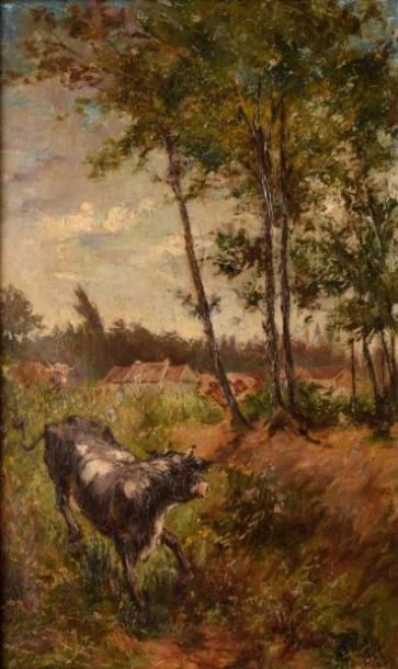 null BLANCHON Émile, né en 1845, 

Vaches au chemin

Huile sur toile, signée en bas...