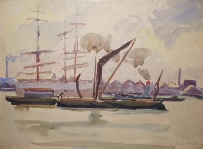null RODO-PISSARRO Ludovic, 1878-1952, 

Port marchand

Aquarelle, signée en bas...