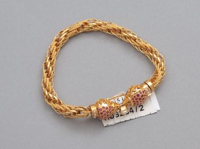 null Bracelet souple en or jaune 22 K (916) à maille colonne torsadée unie ou perlée,...