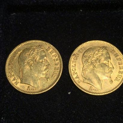 null FRANCE

2 pièces or 20 francs Napoléon III tête laurée (1863 BB) TB à TTB

Av/Profil...