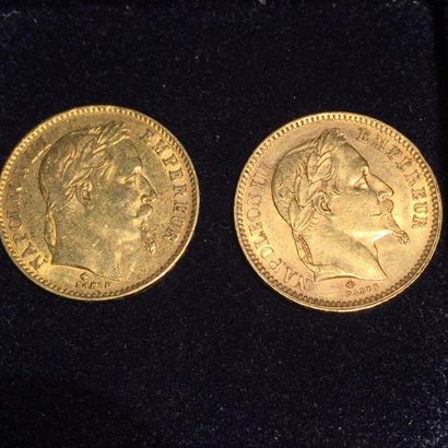 null FRANCE

2 pièces or 20 francs Napoléon III tête laurée (1866 BB et A) TB à TTB

Av/Profil...