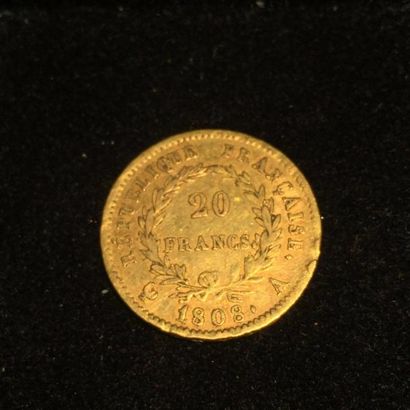 null FRANCE

20 francs Napoléon I tête laurée, République française (1808 A) TTB...