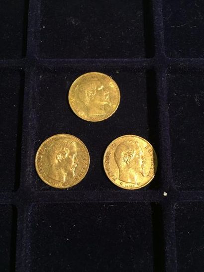 null 3 pièces 20 francs Napoléon III tête nue - Empire français (1859 A et BB) TB...