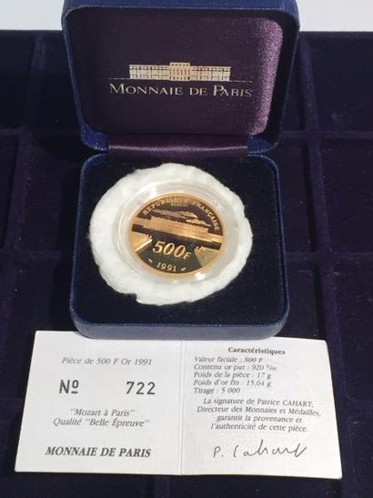 null [MONNAIE DE PARIS] 

Une pièce de 500 francs en or (920) de 1991.

Poids : 17...