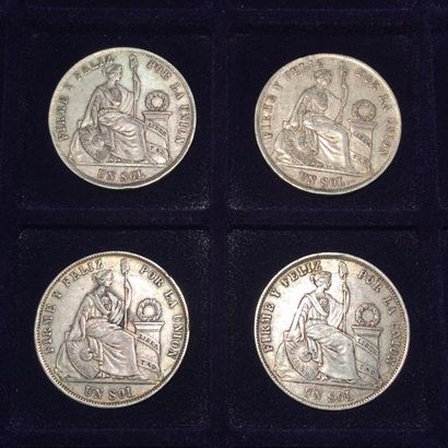 null [ARGENT] [PEROU]

4 pièces en argent de 1 sol (1869 ; 1871 ; 2x1872)

Av/Armoiries...