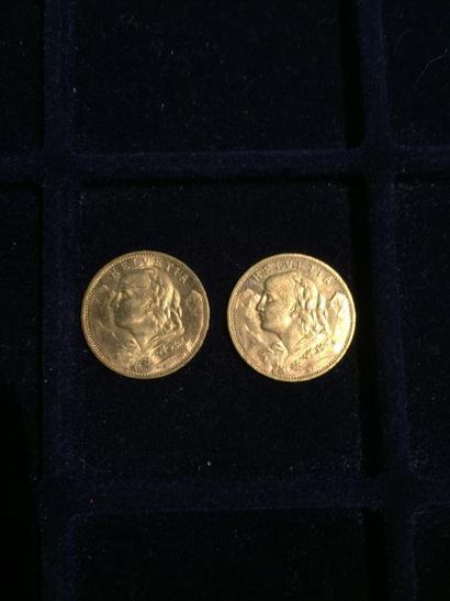 null [ Pièce en or ]

2 pièces de 20 francs suisse " Vreneli " 1930 B. 

Poids :...