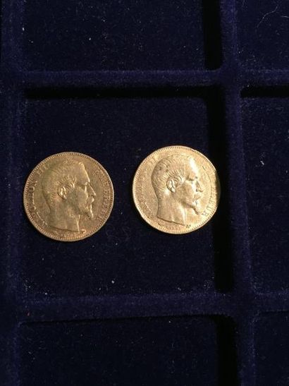 null [ Pièce en or ]

2 pièces de 20 francs Napoléon " tête nue " 1856 A. 

Poids...