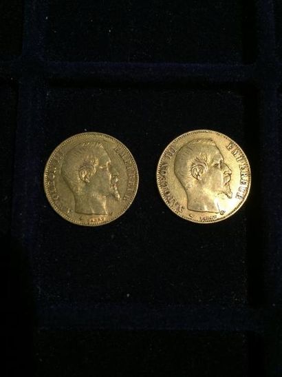 null [ Pièce en or ]

2 pièces de 20 francs Napoléon " tête nue " (1858 A x 1) et...