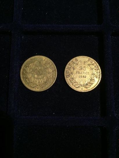 null [ Pièce en or ]

2 pièces de 20 francs Napoléon " tête nue " (1858 A x 1) et...