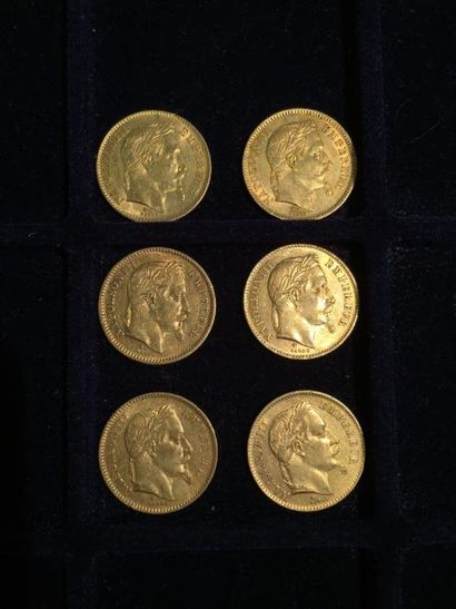 null [ Pièce en or ]

6 pièces de 20 francs Napoléon " tête laurée " (1865 BB x 2),...