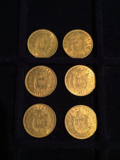 null [ Pièce en or ]

6 pièces de 20 francs Napoléon " tête laurée " (1865 BB x 2),...