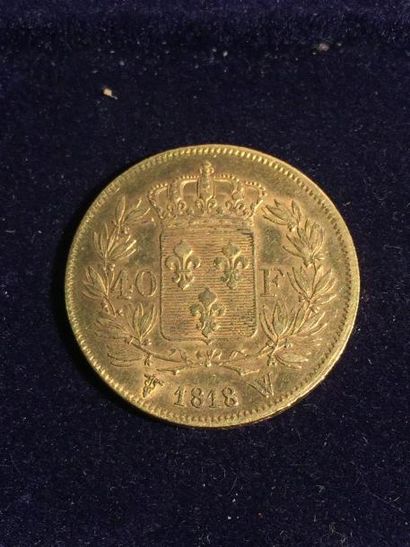 null 40 francs en or " Louis XVIII - F542 " ( 1 x 1818 W ). Poids : 12,9 g

