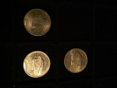 null USA

3 pièces 20 dollars « Saint-Gaudens » (2x1923 ; 1922 ) (TTB à SUP)

Av....