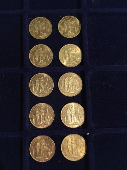 null FRANCE

10 pièces 20 Francs or "Génie, IIIème République" (5x1898 A; 2x1890...