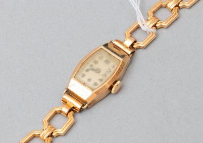 null Montre bracelet de femme en or jaune 18k (750) et argent (800). Bracelet ajouré...