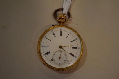 null Montre gousset en or jaune 18k (750), cadran blanc à chiffres romains pour les...