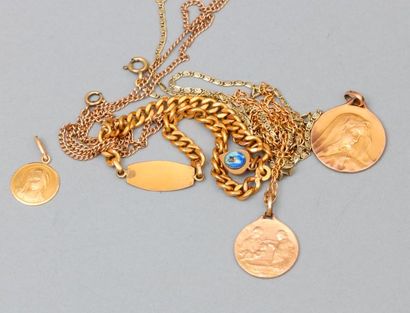 null Lot de bijoux en plaqué or (Oria et FIX notamment) : 3 médailles religieuses,...