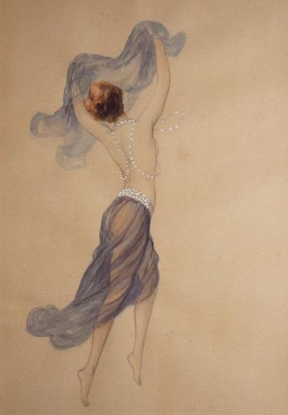 PENOT ALBERT JOSEPH, 1862-1930 
Danseuse au voile bleu
aquarelle gouachée (légère...