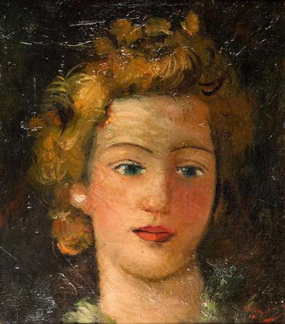 DERAIN André, 1880-1954 
Tête de jeune femme blonde
huile sur toile rentoilée (quelques...