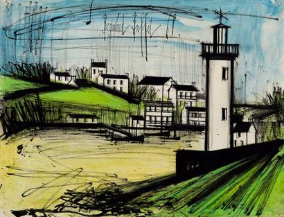 BUFFET Bernard, 1928-1999 
Le Phare, 1968
aquarelle, pastels et encre de Chine sur...