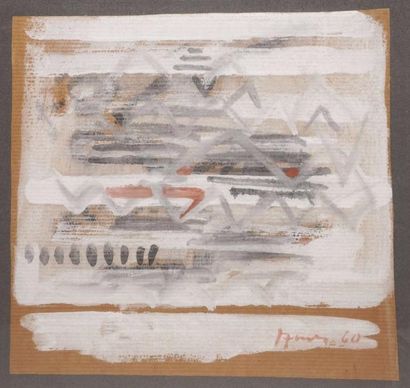 SZENES ARPAD, 1897-1985 
Sans titre gris et rouge, 1960
gouache sur papier kraft,...
