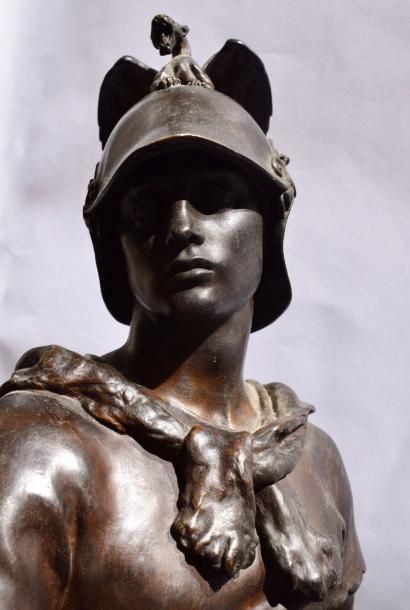 DUBOIS Paul, 1827-1905 
Le courage militaire
bronze à patine brune, F. Barbedienne...