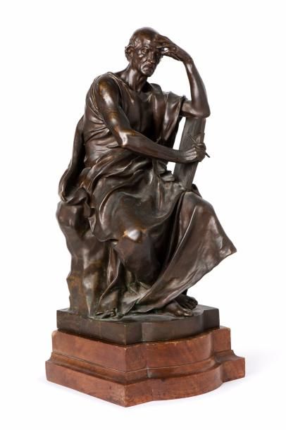 DUBOIS Paul, 1827-1905 
L'Étude et la Méditation
bronze à patine brune sur socle...