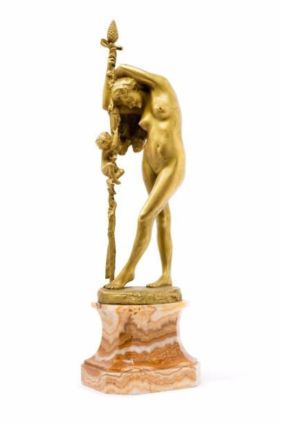 GÉROME Jean-Léon, 1824-1904 
Bacchante à la grappe
bronze doré (petites salissures...