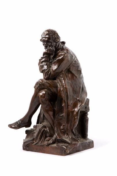 DALOU Aimé Jules, 1838-1902 
Le penseur
bronze à patine brun nuancé, fonte à la cire...