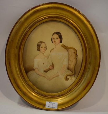 STURMER (Attribué à Karl) 1803 - 1881 Les deux soeurs
Graphite, lavis de brun et...