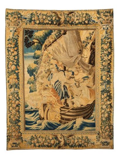 null Très rare panneau de tapisserie, de Bruxelles du début du XVIIIe siècle (vers...