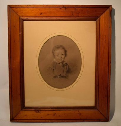 BOILLY Jules 1796 - 1874 Portrait de petit garçon
Pierre noire, rehauts de sanguine...
