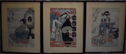 null Utagawa KUNISADA (né en 1786), dans le gout de

Trois estampes, 

Quelques ...