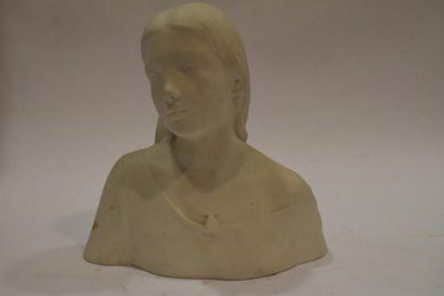 null ESCOULA Jean (1851-1911)

Buste de jeune fille, 

Biscuit, Marque de fabrique...