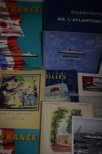 null Lot de documents sur le France : 

brochures, menus avant la lettre, carte de...