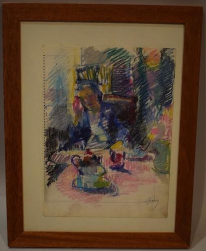 null KAEHRLING Suzanne, 1902-1985,
L'heure du thé
dessin aux pastels gras sur feuille...