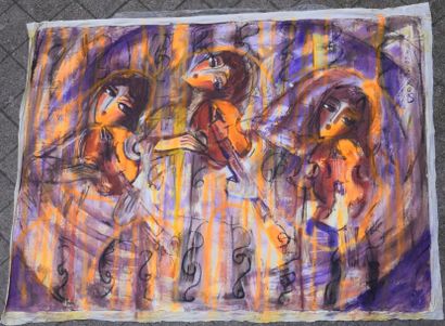 null HRASARKOS (né en 1975) 

Trois femmes au violon 

Huile sur toile 

1.42 x 1.85...