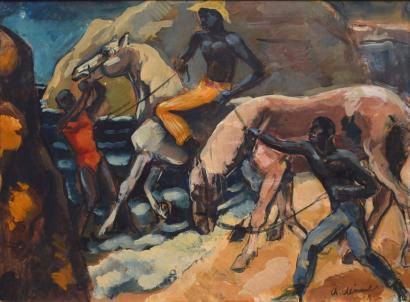 null CLÉMENT Charles, 1889-1972, 

Cavaliers en bord de mer, 1929

Peinture sur papier...