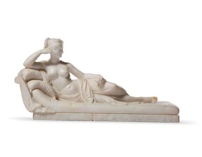 null Canova (d'après),

Pauline Borghèse allongée.

Albâtre sculptée

Accidents.

XIXème...