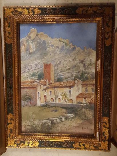 null FOSSA François de, né en 1861, 

Mas devant les montagnes, 

aquarelle, signée...
