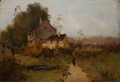 null GALIEN-LALOUE Eugène, 1854-1941, 

Paysanne au chemin, 

huile sur panneau (petits...