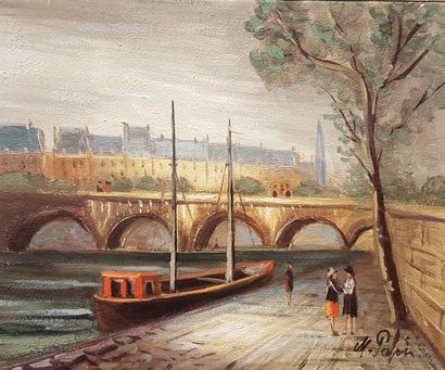 null PABOIS Michel (né en 1939),

Caroussel, 22 x 27 cm.

Le pont neuf, 22 x 27 cm.

Bord...