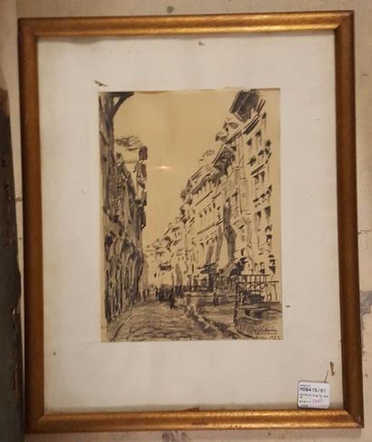 null POITEVIN Pierre Jean, 1889-1933, 

Vieille rue à Rouen, 1923, 

crayon noir...